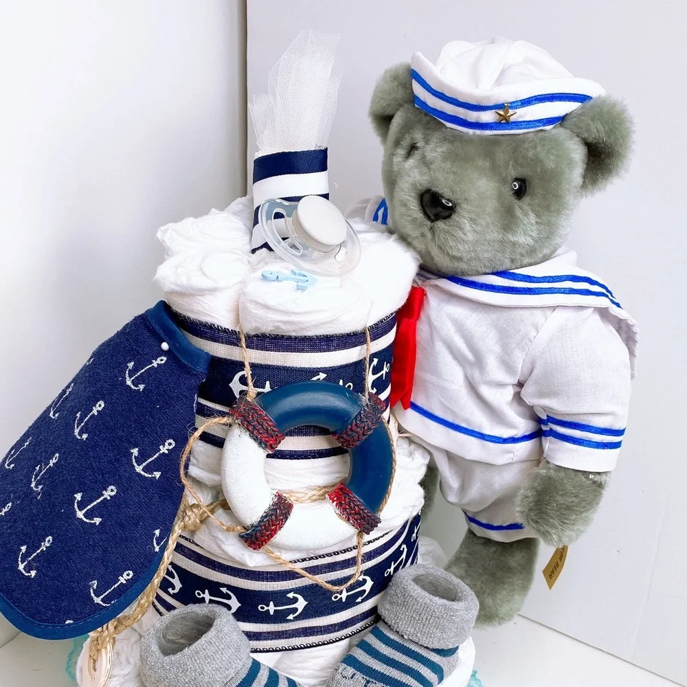 Sailor Diaper Cake, Nautical Themed